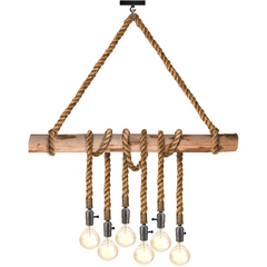 Boomstam touwlamp 6 fittingen