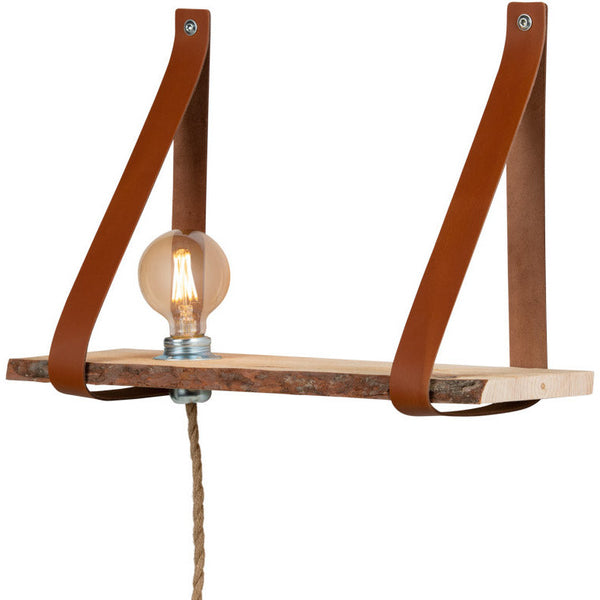 Wandlamp met lederen riemen
